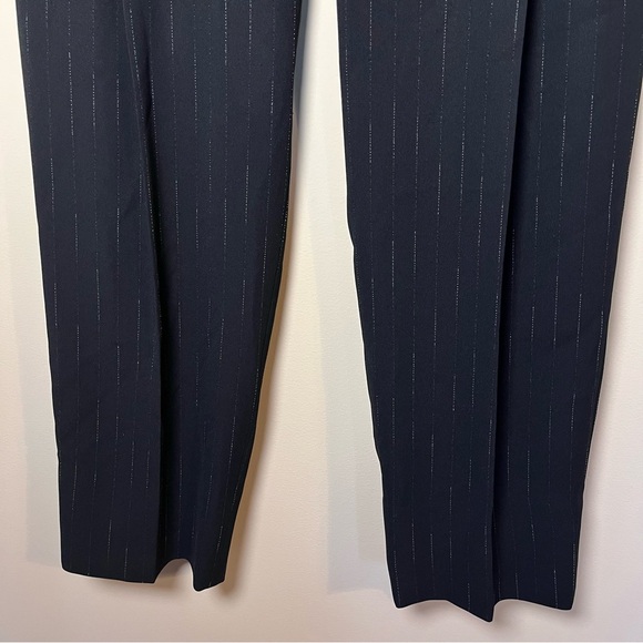 M.M. Lafleur Elliott Pinstripe Pleated Wide Leg Trousers Faded Stripe Black 6 - Picture 3 of 9